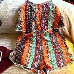 Cotton flowy romper. Size small. So fun!!multi color! has shoulder straps